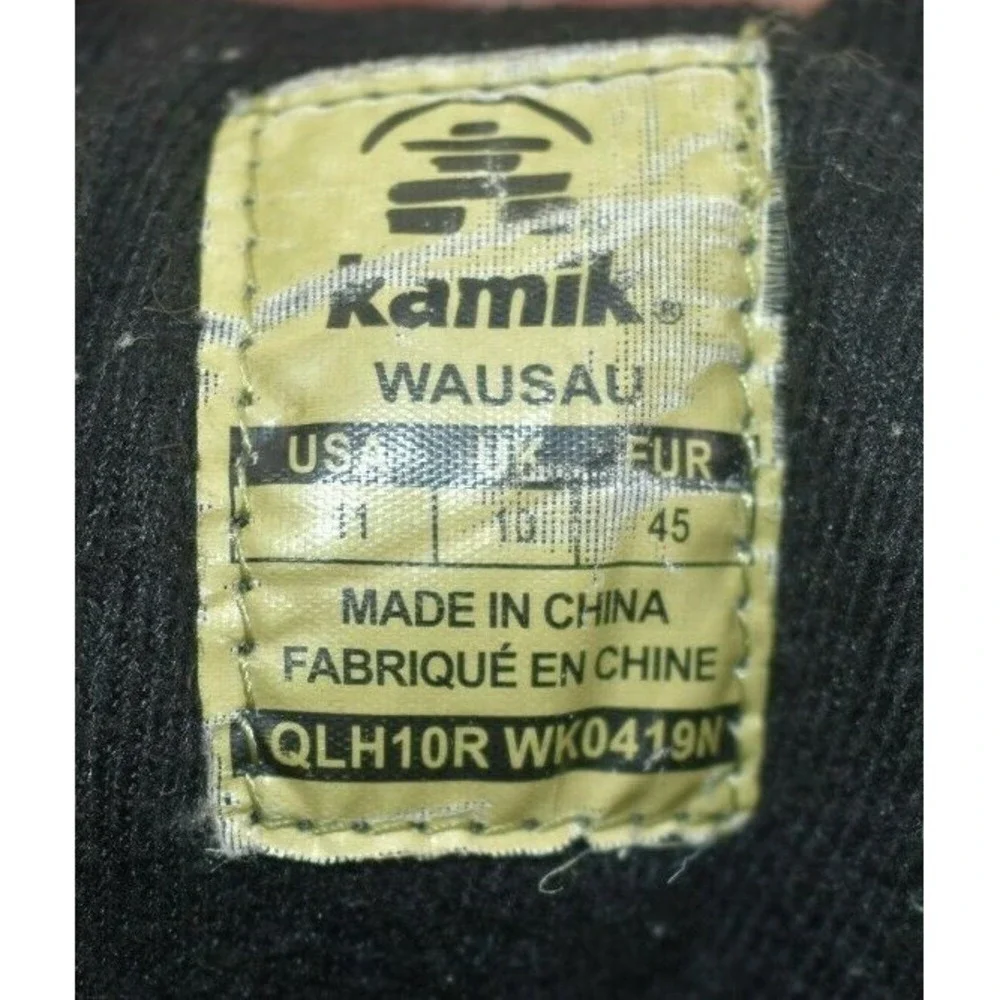 KAMIK WAUSAU Mens Waterproof Leather Winter Boots Black Size 11